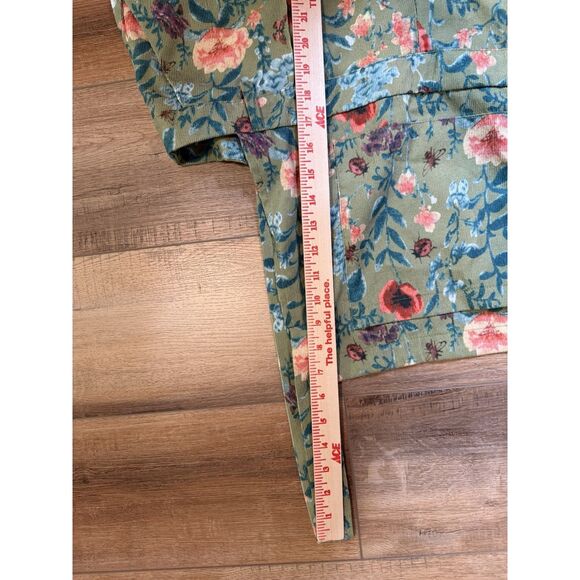 Cider Women’s Corduroy Floral Wide Leg Overalls Plus Size 2X 2XL Green Flowers - Picture 7 of 9